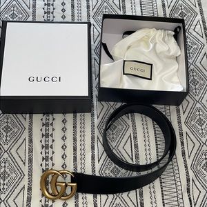 Gold and Black Gucci Belt